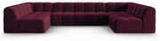 Borvörös bársony sarokkanapé ("U" alakú) Kendal – Micadoni Home