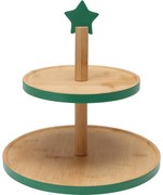 Bambuszos süteményes tálca 2 emeletes, zöld