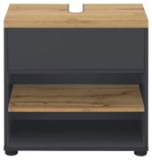 Antracitszürke mosdó alatti szekrény tölgyfa dekorral 60x57 cm Thessa – Støraa