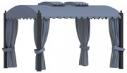 antracitszürke acélpavilon függönyökkel 3 x 4 m