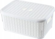 Tároló Doboz Fedéllel 6L Kosár Rendszerező Doboz Fehér