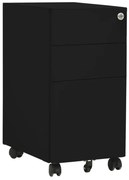 fekete acél mobil iratszekrény 30 x 45 x 59 cm