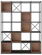 Fekete-téglavörös könyvespolc 140x179 cm Anya – Marckeric