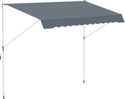 Outsunny 4x1,2m Retractable Arm Napernyő, Kültéri Napernyő Alumínium Crankkal és 180gsm Poliészter Szövettel, Kerthez, Erkélyhez és Teraszhoz, Sötétsz