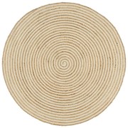 kézzel font jutaszőnyeg fehér spirális dizájnnal 90 cm