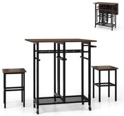 3 részes étkezőasztal szett bortartóval