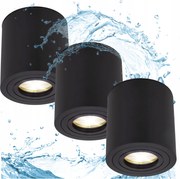 3x Halogén lámpatest GU10 Led cső Fürdőszoba Fekete vízálló Lámpa