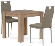 Étkezőgarnitúra MDF, 2 székkel, 80 x 80 x 75 cm,Sonoma tölgyfa