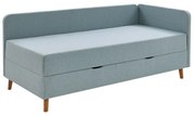 Világoskék kárpitozott egyszemélyes ágy tárolóhellyel 120x200 cm Cabana – Meise Möbel
