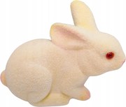 Ülő nyuszi, flokkolt, krémszínű