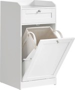 Fürdőszobai szekrény szennyeskosárral, fiókos fürdőszobai szekrény, felhőfehér