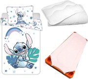 Disney Lilo és Stitch, A csillagkutya Pink Rainbow gyerek, ovis ágyneműhuzat, derékalj és paplan/párna szett 100x135 cm 40x60 cm