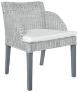 szürke természetes rattan étkezőszék párnával