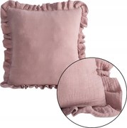 Pamut Párnahuzat Fodros 45x45cm Dekoratív Púder Rózsaszín