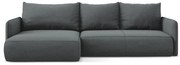 Szürke kinyitható-tárolóhelyes sarokkanapé (bal oldali) Nanea – Makamii