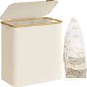 Szennyestartó Oxford szövet, 150L, kivehető hálós zsák, bambusz fogantyú krémfehér