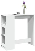 fehér szerelt fa tárolórekeszes bárasztal 101 x 40 x 103,5 cm