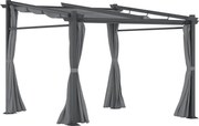 Outsunny Terasz Tető Pergola kb. 3x3m Terasz Borítás Kert Pavilon Alumínium, Falra Szerelhető, Állítható Tetővel, UV Védelemmel, Napvédelemmel Teraszr