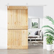 Tömör fenyőfa tolóajtó fémszerelék szettel 100 x 210 cm