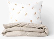 Goldea pamut ágyneműhuzat duo - barna őszi levelek, latte színű hátoldal 140 x 200 és 70 x 90 cm