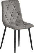 Szürke bársonyszék LIBRA EZÜST SZÜRKE fekete lábakkal
