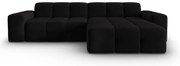 Fekete bársony sarokkanapé (jobb oldali) Kendal – Micadoni Home