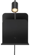 Nordlux - Fali lámpa polccal és USB ROOMI 1xGU10/8W/230V fekete