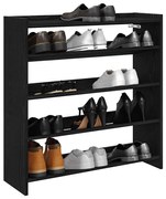 fekete szerelt fa cipőtároló szekrény 80x25x81 cm