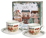Karácsonyi Porcelán kávés csésze 2 személyes díszdobozban Christmas City 2