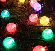 Napelemes dekor tündérfény kerti LED fényfüzér, színes, 40 db izzóval, 7 m