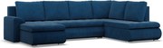 Tokio U sarokkanapé, 3 ágyneműtartóval, kordbársony, jobboldali, kék
