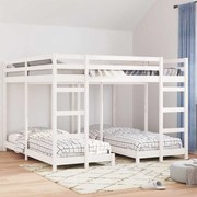 vidaXL Háromszintes emeletes ágykeret Fehér 200 x 200 cm Tömör fenyőfa