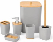 Fürdőszobai szett NATUREO 6 db, bambusz/szürke
