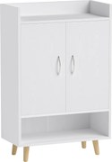 HOMCOM Cipőszekrény Cipőtartó Karcsú formával, 4 rekesszel, 12 pár cipő tárolására, Bejárat 60 x 30 x 92 cm, Fehér | Aosom