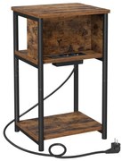 Oldalsó asztal beépített konnektorokkal és USB-portokkal ROD barna/fekete