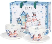 Karácsonyi hóemberes porcelán csésze 2 személyes díszdobozban Snowman