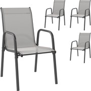 Outsunny 4 darab kerti szék — egymásra rakható terasz-/erkélyszék szellőző háttámlával, karfákkal, időjárásálló, 120 kg teherbírás — 51 x 69 x 87 cm |