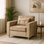 Ágyazható Fotel Bézs Bársony Kárpittal. SOLOR
