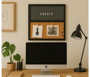 HOME OFFICE parafatábla betűkkel, 40x40 cm, fekete