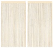2 db krémszínű zsinórfüggöny 100 x 250 cm