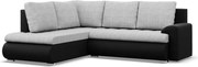 Tokio sarokkanapé, L alakú háttámlával, 2 ágyneműtartóval, fonott + műbőr, baloldali, szürke - fekete