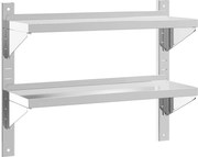 vidaXL 2 szintes ezüst rozsdamentes acél fali polc 75 x 23,5 x 60 cm
