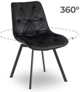 Bézs Bársony Forgó Étkezőszék Fekete Színben. MARCO