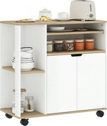 HOMCOM Konyhai Kocsi Tálalókocsi Fiókkal, Csúszó és Állítható Polcokkal, Konyhai Állvány Munkafelülettel, Kerekekkel az Étkezőbe, 80 x 40 x 82 cm, Feh