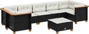 vidaXL 8 részes fekete polyrattan kerti ülőgarnitúra párnákkal