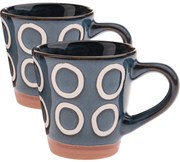 2 db kerámia bögre szett Gyűrűk 100 ml, sötétkék