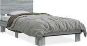 vidaXL sonoma tölgyszínű szerelt fa és fém ágykeret 75 x 190 cm