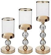 3 darabos arany gyertyatartó szett