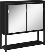 vidaXL Tükörszekrény polcokkal Fekete tölgy 60 x 16 x 60 cm Faanyag