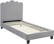Ágy 90x200 cm méretben, szürke színben, velúr kárpittal CRATER